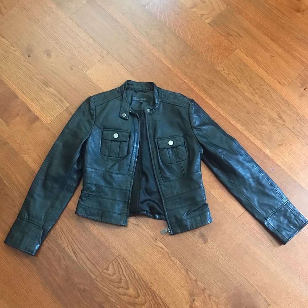 Next Leather Motorcycle Jacket cropped